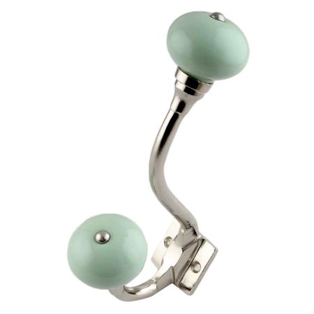 Sage Green Ceramic Silver Iron Hooks